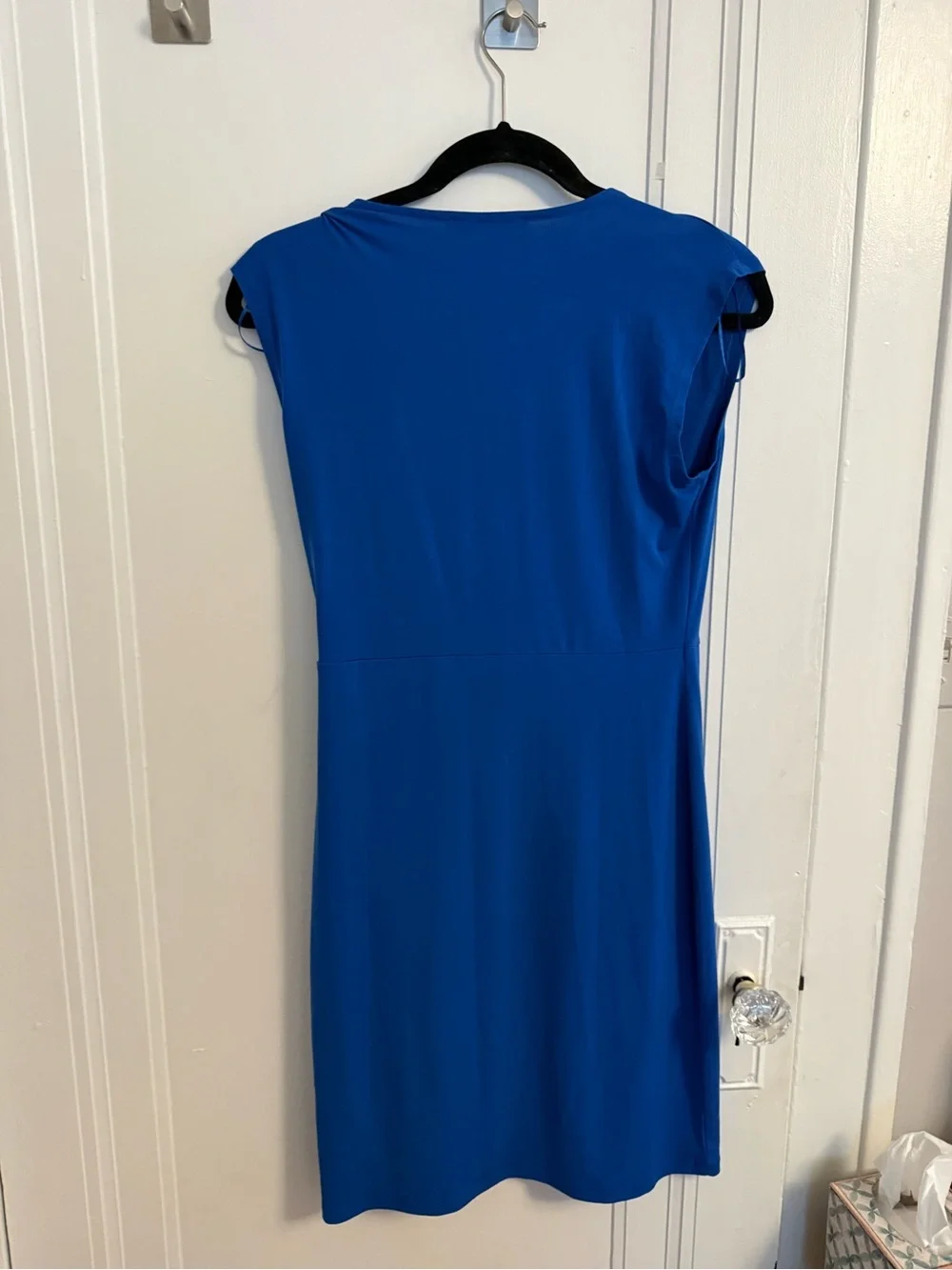 Michael Kors Royal Blue Sleeve Faux-Wrap Mini sheath Dress | size XS